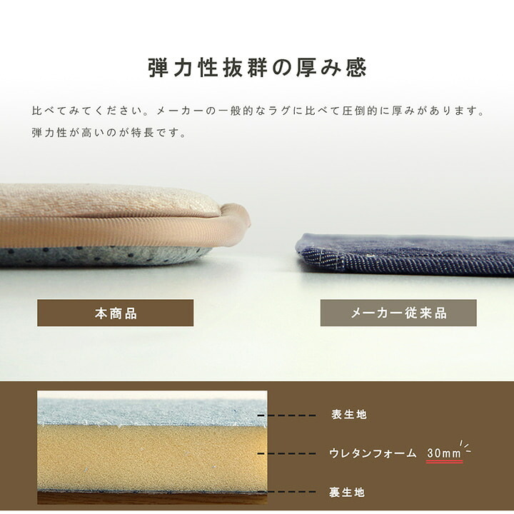 ラグ カーペット 正方形 滑りにくい 防音 ボリューム 厚い へたりにくい パイル地 無地 約185×185cm 約2畳 オールシーズン ホット 対応 床暖房対応