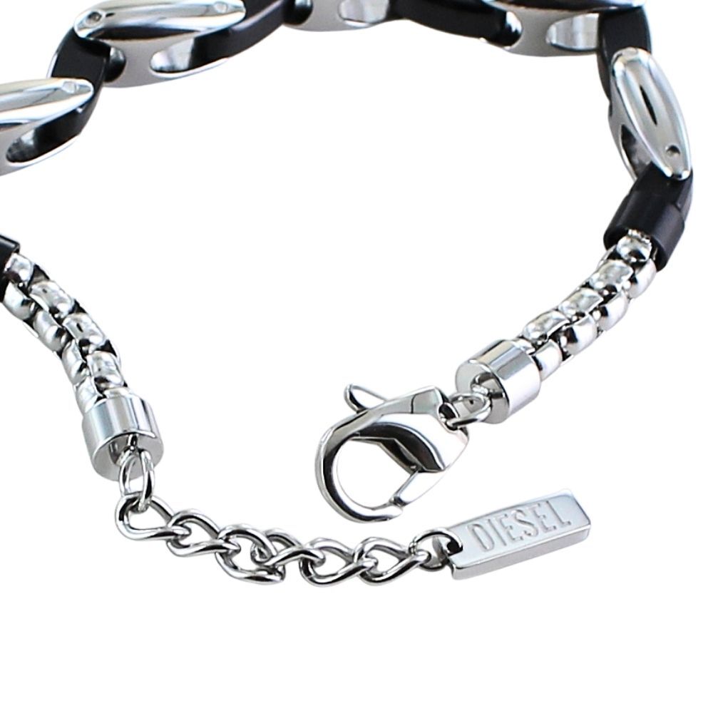 ディーゼル ブレスレット メンズ レディース シルバー ブラック ステンレス チェーン ロゴ ユニセックス アクセサリー 誕生日 記念日 プレゼント ギフト DIESEL 並行輸入品 成人 卒業 入学