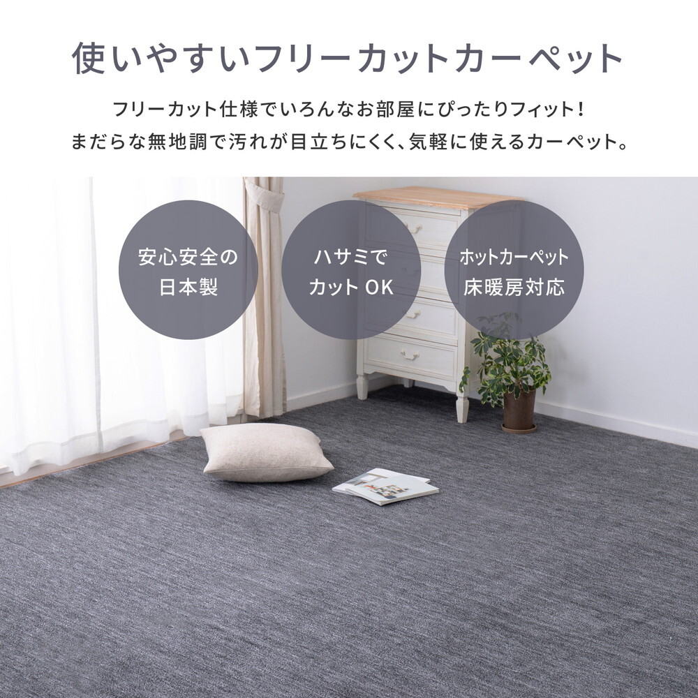 ラグ カーペット 敷き詰め ラウム 江戸間6帖 6畳 フリーカット ペット 犬 猫 平織 シンプル