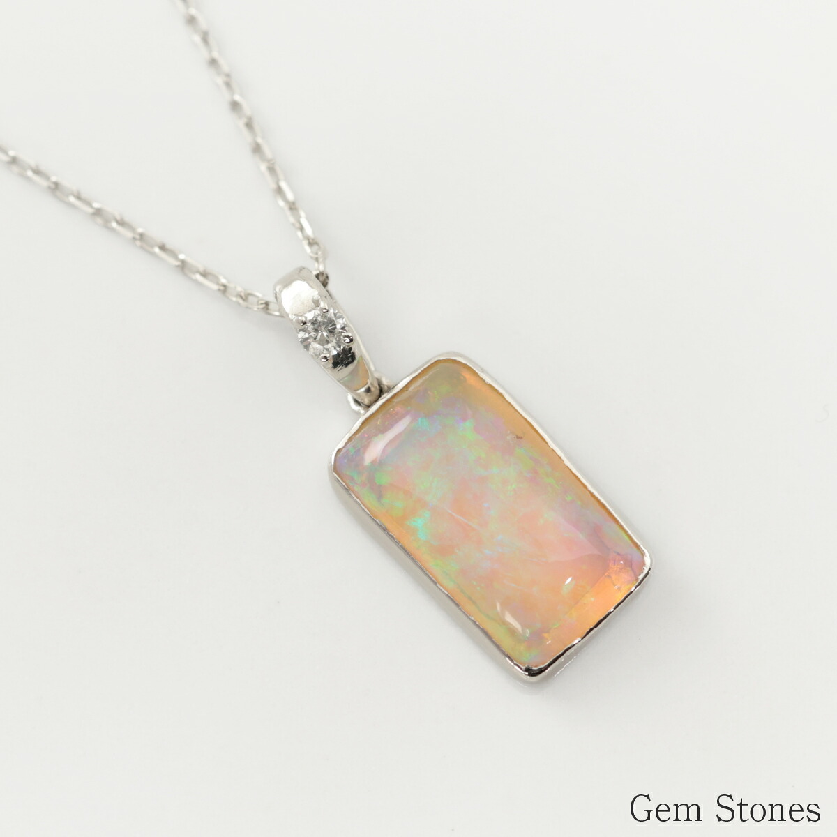 オパール ネックレス 1.376ct ダイヤモンド プラチナ Pt900 ペンダント シンプル エレガント 上品 レディース 宝石 ダイヤ 一粒 一石 ジュエリー 10月 誕生石 プレゼント
