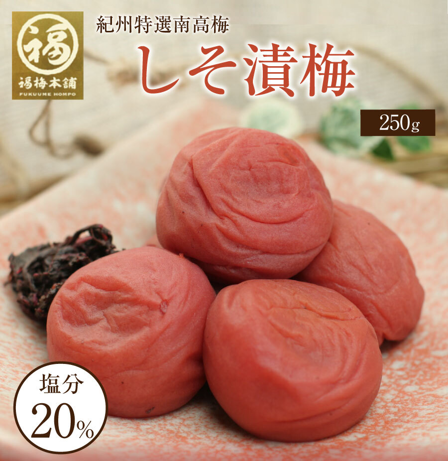 【特選紀州南高梅】【しそ漬梅250g×2パック（塩分約20％）】【無添加】しそと塩のみで漬けた昔ながらの梅干し つけもの 梅干し ギフト プレゼント 内祝