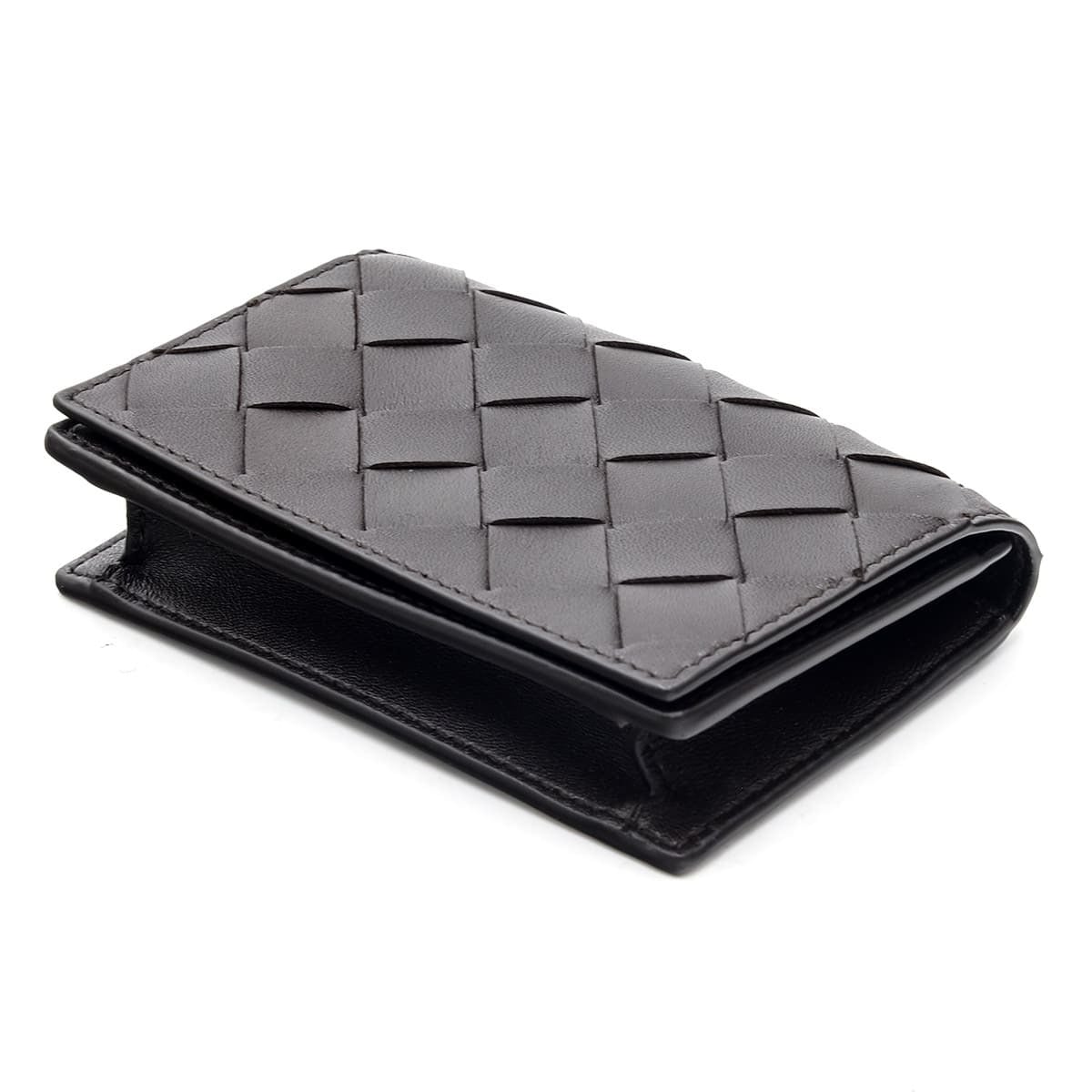 ボッテガヴェネタ BOTTEGA VENETA 名刺入れ カードケース イントレチャート フォンダン ブラウン 茶 メンズ レディース 本革 レザー スナップボタン ビジネス 593115 V3UH2 2132 ゴールド金具
