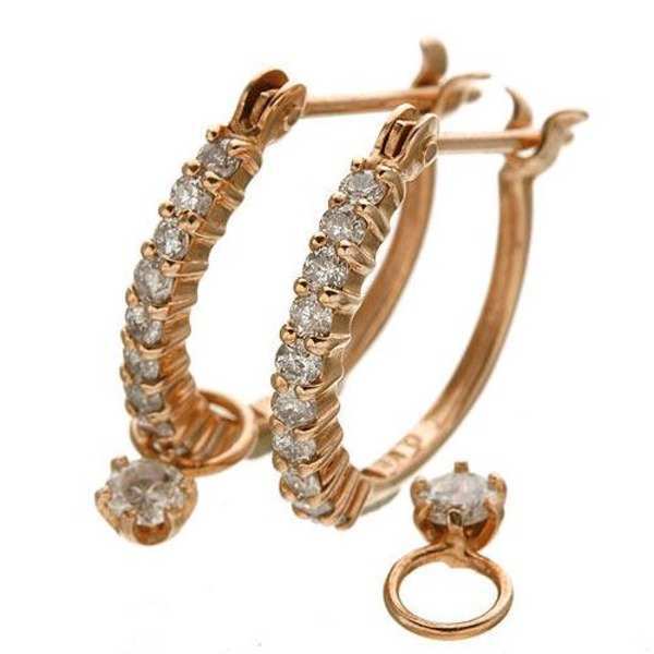 ダイヤモンドピアス レディース 0.3ct K10 ピンクゴールド ダイヤピアス ハーフエタニティ フープピアス 小ぶり シンプル 上品 華奢 記念日 ギフト プレゼント