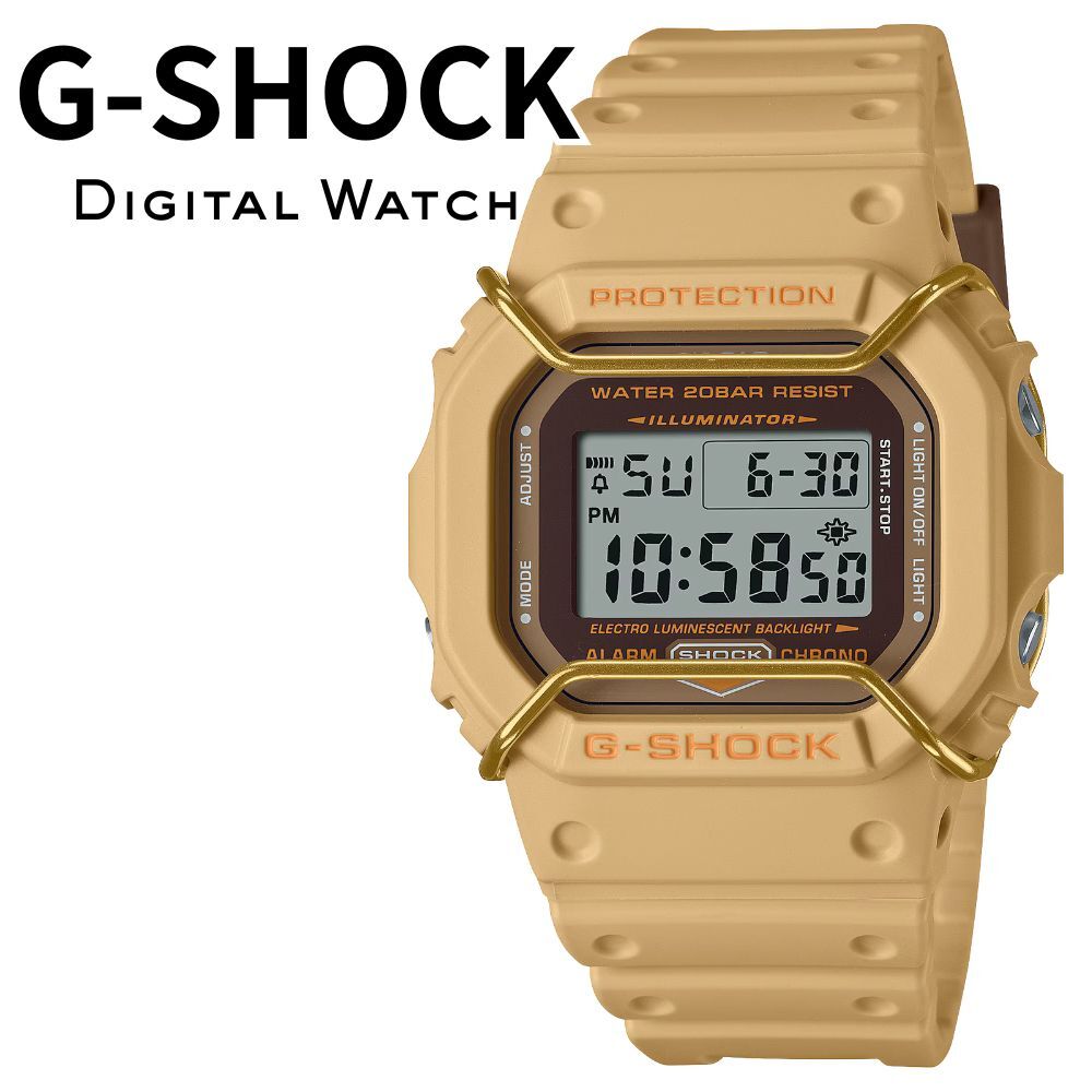 カシオ Gショック 腕時計 メンズ ベージュ ゴールド CASIO G-SHOCK 海外モデル デジタル 20気圧防水 耐衝撃 スクエア 5600シリーズ ストップウォッチ アラーム プレゼント ギフト 成人 卒業 入学