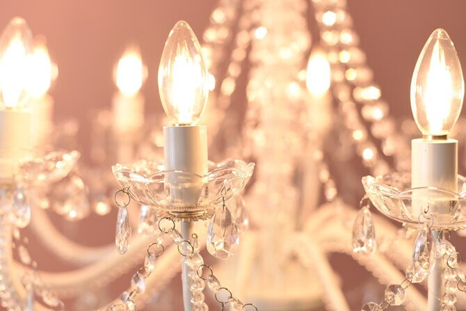 照明 ライト お手軽シャンデリア12灯（LED電球付き） 姫系 プリンセスホワイト 引掛けシーリング付き 簡単取り付け 天井 ゴージャス おしゃれ 12畳 ダイニング リビングロココ調 ヨーロピアン クラシック か 新生活
