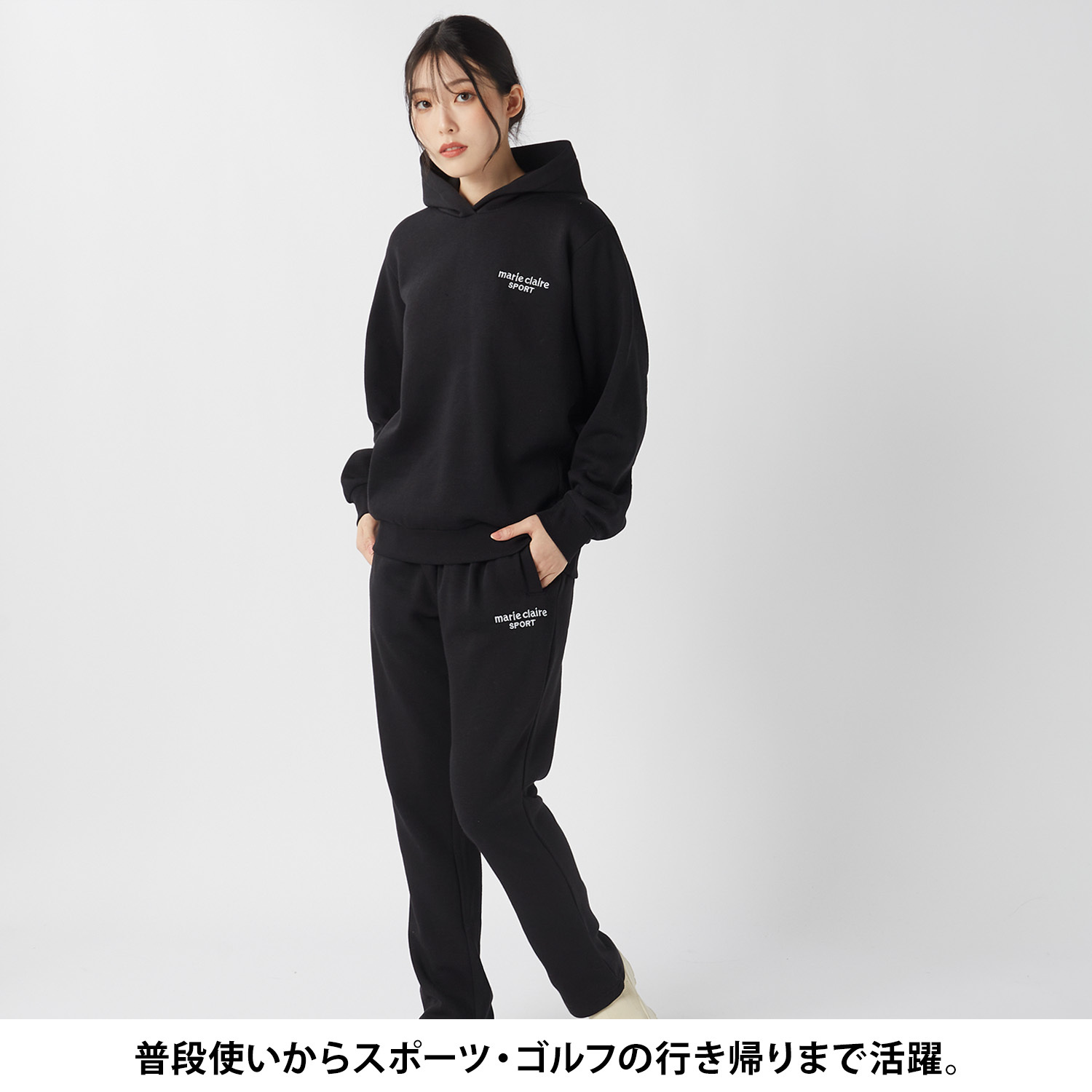 marie claire sport マリクレール スポーツ パーカー レディース ブランド 長袖 裏起毛 445717 スウェット プルオーバー フーディー ロゴ刺繍 秋冬 トップス カジュアル 20代 30代 40代 M L LL 2026fw karlas