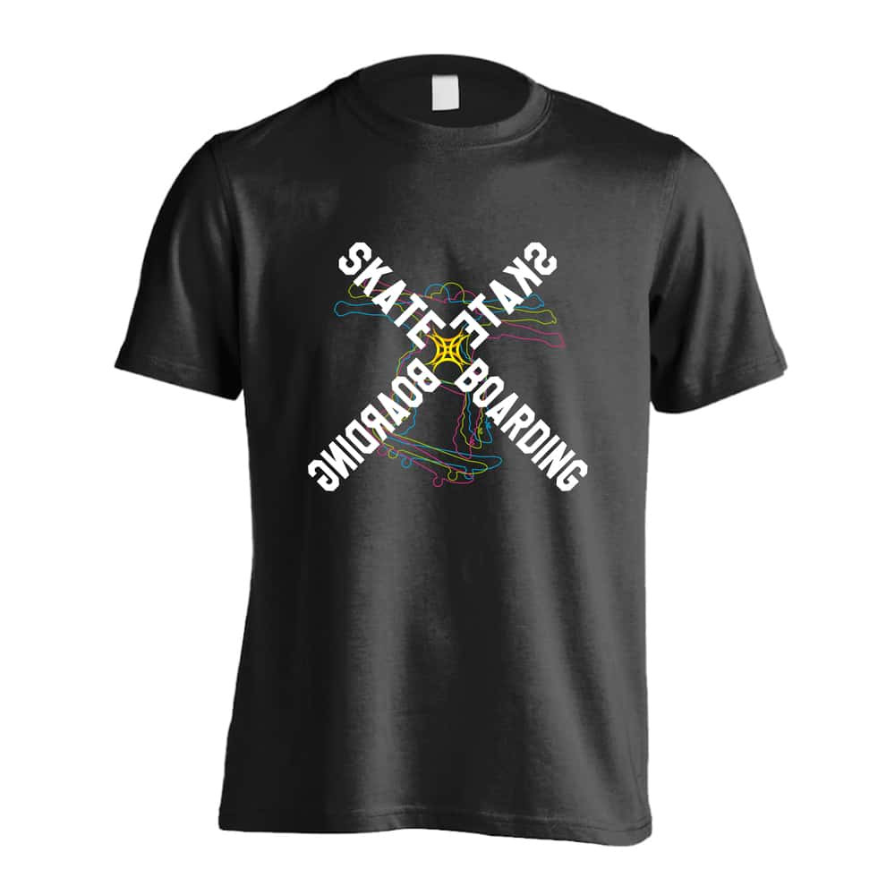 スケボー スケートボード Tシャツ 半袖 メンズ ウェア レディース 練習着 ジュニア ドライ おもしろ tシャツ 速乾 名入れ スポーツ 女子 男子 チーム おしゃれ 文字入れ 「ネオンスタイルのクロスSKATEBOARD」 アートワークスコウベ 【送料無料】