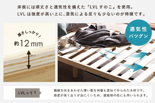 北欧インテリア 天然木すのこ シングル ヒュッゲ-Hygge