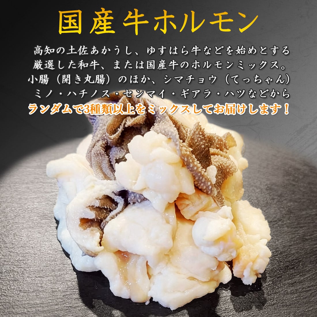 土佐あかうし・ゆすはら牛入り 国産牛 ミックスホルモン 焼肉 BBQ 炒め物 牛もつ 小腸 シマチョウ ミノ ハチノス センマイ ギアラ ハツ 味付けなし 小分け 高知産 キャンプ アウトドア 必要な量だけ使える小分け袋入り 【ヤマトクール便・送料無料】