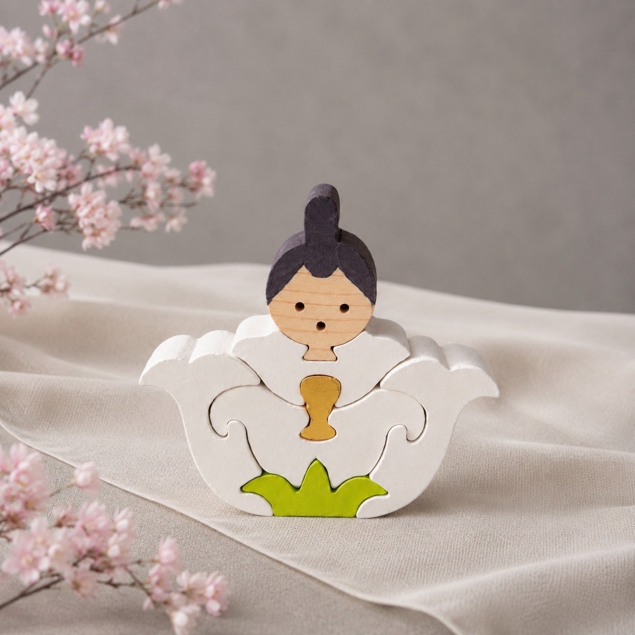 国産ヒノキの花雛｜可愛らしい木のひな人形｜木製ひな人形｜ひな祭り・桃の節句の節句飾り