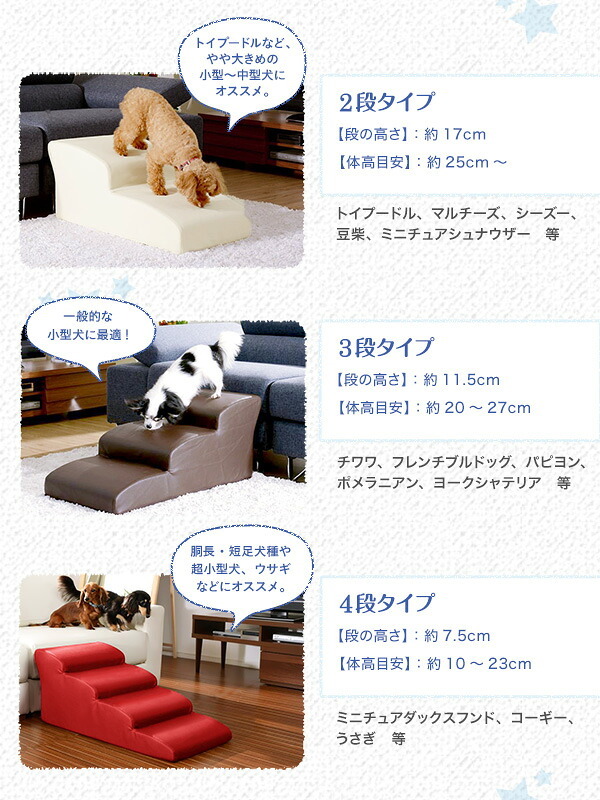 ペット家具 ペット用品 日本製ドッグステップPVCレザー、犬用階段4段タイプ lonis-レーニス