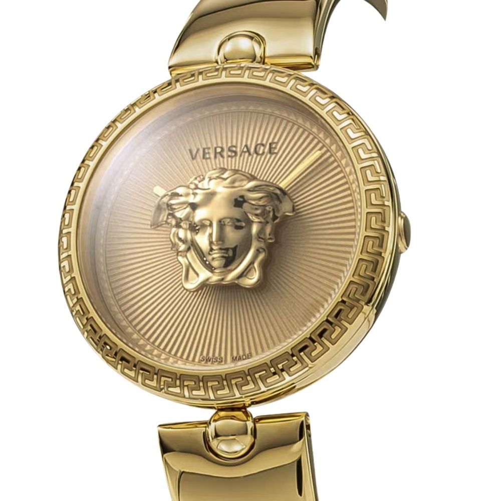 ヴェルサーチェ 腕時計 レディース イエローゴールド 34mm VERSACE PALAZZO パラッツォ 立体メデューサ スイス製 レディース腕時計 高級 ブランド おしゃれ かわいい プレゼント ギフト 成人 卒業 入学