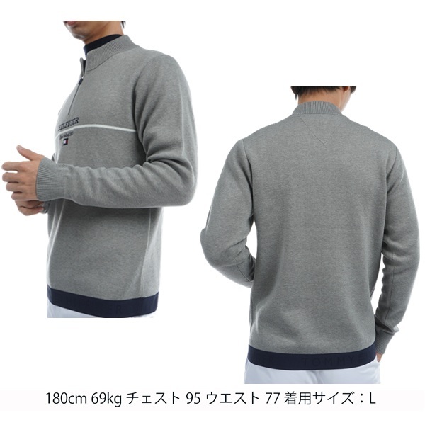 トミーヒルフィガー ゴルフ メンズ フロントロゴ ハーフジップ モックネックセーター TOMMY HILFIGER GOLF THMA472 秋冬モデル お誕生日祝い お祝い 記念品 お父さん 父の日 彼氏 男性 30代 40代 50代 60代  還暦祝い 敬老の日 人気プレゼント プレゼント