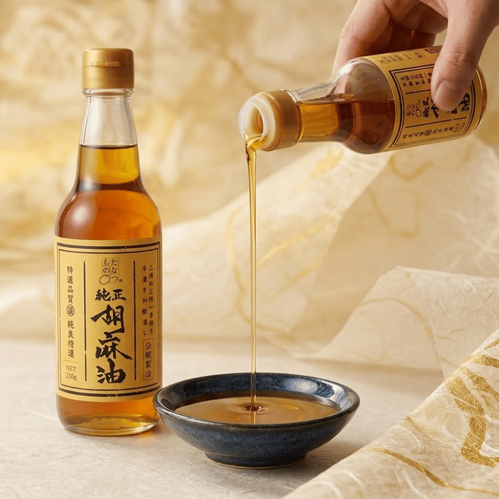 送料無料 本数選べる！ たなつもの 純正胡麻油 (大) 330g 一番搾り 福島　ごま油　ゴマ油