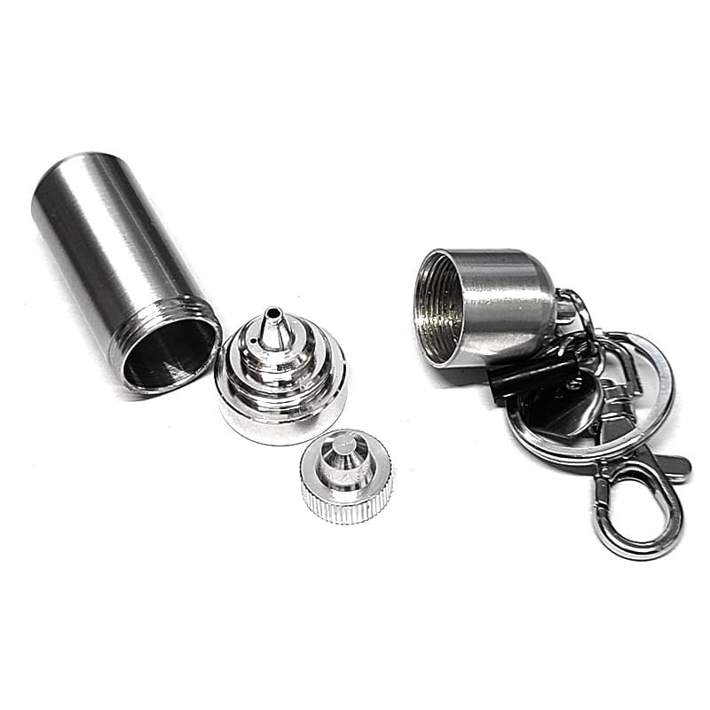 【特価品】携帯用 オイルタンク メーカー処分品 キーホルダー 持ち運び ZIPPO/オイルライター用 コンテナ 必需品 石入れ フリントホルダー付き ジッポー シルバー カラビナ