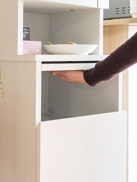 食器棚 ゴミ箱収納付き ダストボックス ラック ゴミ箱 宮武製作所 KC-F301 幅35 奥行40 高さ160 ラポール プッシュ式 キッチンラック スリム すきま収納 扉付き 木目調 寝室 リビング 北欧 おしゃれ ：