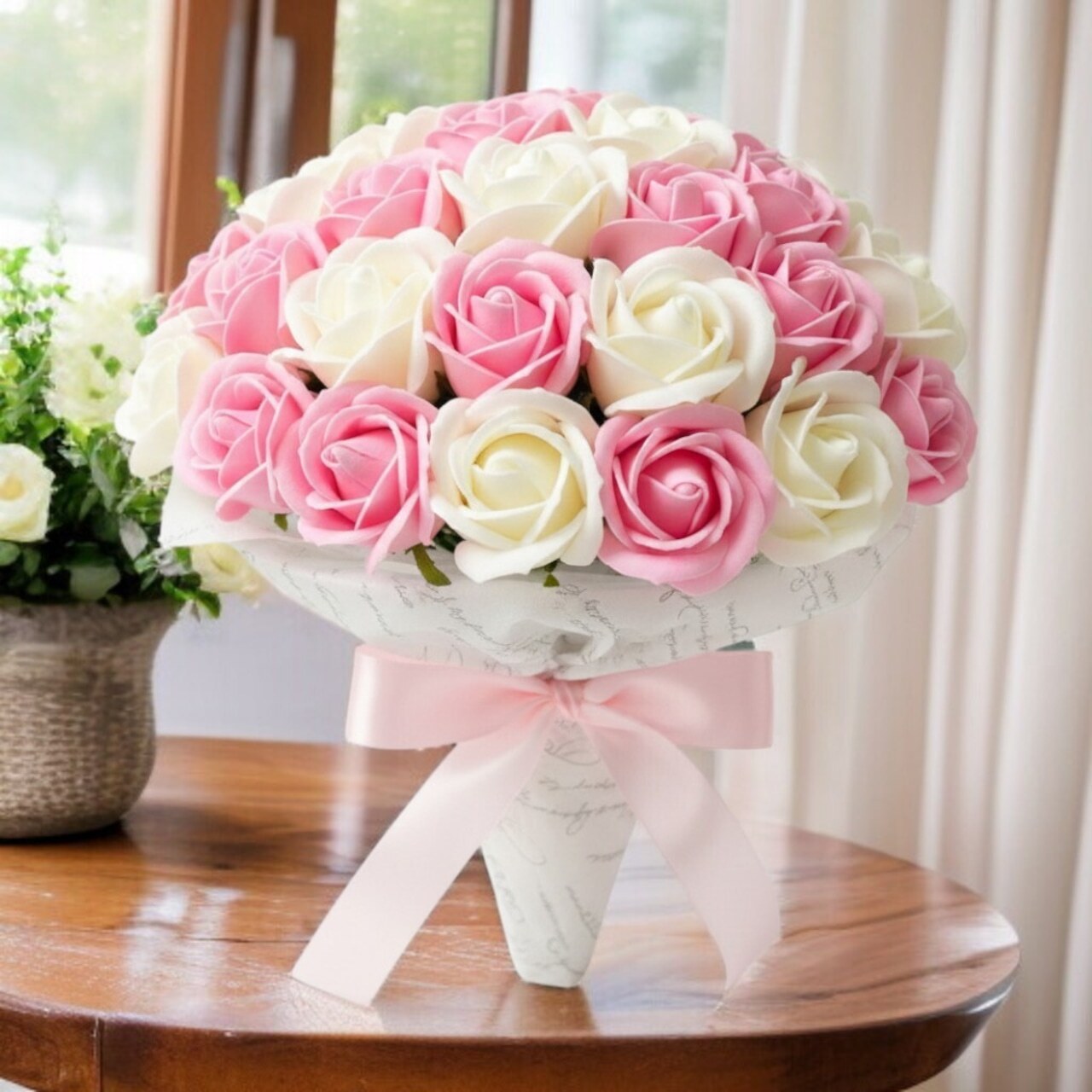 【ミルキーピーチ】「サヴォンローズ」 花束 ブーケ バラの花束 薔薇の花束 花ギフト フラワーギフト フラワーボックス プロポーズ サプライズ ソープフラワー シャボンフラワー 石鹸フラワー 石鹸の花 石鹸のバラ 枯れない花 インテリア 母の日 父の日 敬老の日 クリスマス バレンタイン ホワイトデー 誕生日 入学 卒業 就職 結婚祝い 結婚記念日 退職祝い 記念日 