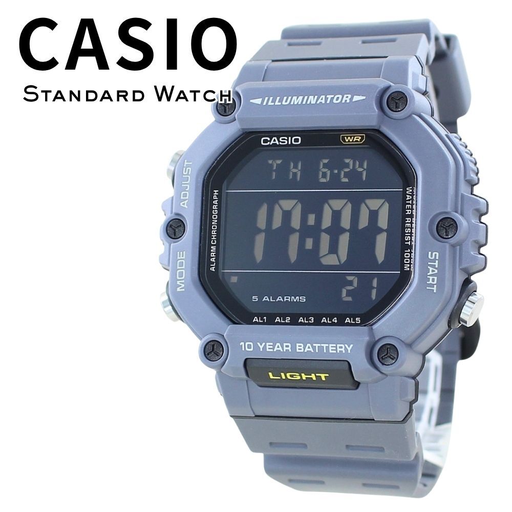箱なし カシオ 腕時計 メンズ CASIO デジタル グレー ブラック 10年電池 100m防水 大きめ スポーツ アウトドア 海外モデル 逆輸入 ストップウォッチ タイマー アラーム LEDライト 誕生日 プレゼント ギフト 成人 卒業 入学