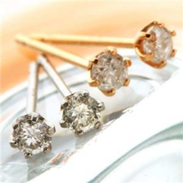 ピアス レディース 18金 ピンクゴールド ホワイトゴールド ダイヤモンド 0.1ct 2個セット スタッドピアス K18 天然石 アクセサリー 宝石 シンプル 誕生石 ギフト プレゼント