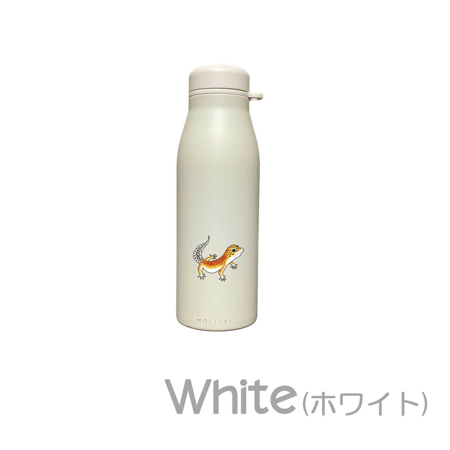 ヒョウモントカゲモドキ ショルダー ステンレスボトル 500ml 保温 保冷 ステンレス 真空 断熱 二重構造 水筒 マイボトル カラビナ ベルト ストラップ オリジナル レオパ レオパードゲッコー トカゲ ヤモリ ペット