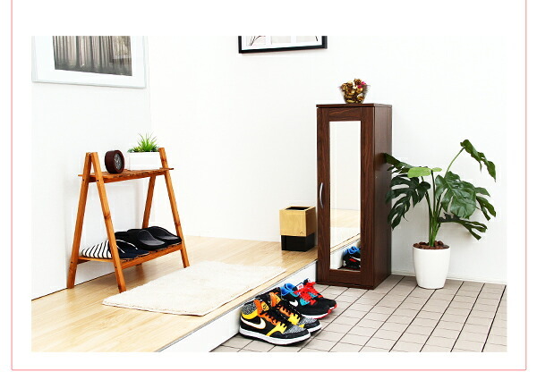 収納家具 ラック ミラー付き コンパクト シューズ Refre リフレ 下駄箱 シューズボックス コンパクトシューズ 省スペース 収納 鏡付き 靴収納 スリッパ収納 玄関 靴箱 靴入れ オフィス おしゃれ スリム 一人暮らし 靴 スニーカー ブーツ収納