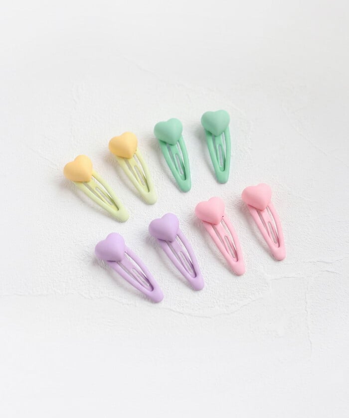 ヘアピン 通販 Rora パッチン留め 子供用 キッズ ヘアアクセサリー ヘアクリップ スリーピン 前髪クリップ パステルカラー ハートモチーフ ミニサイズ 髪飾り 髪留め 女の子 子ども ヘアアレンジ