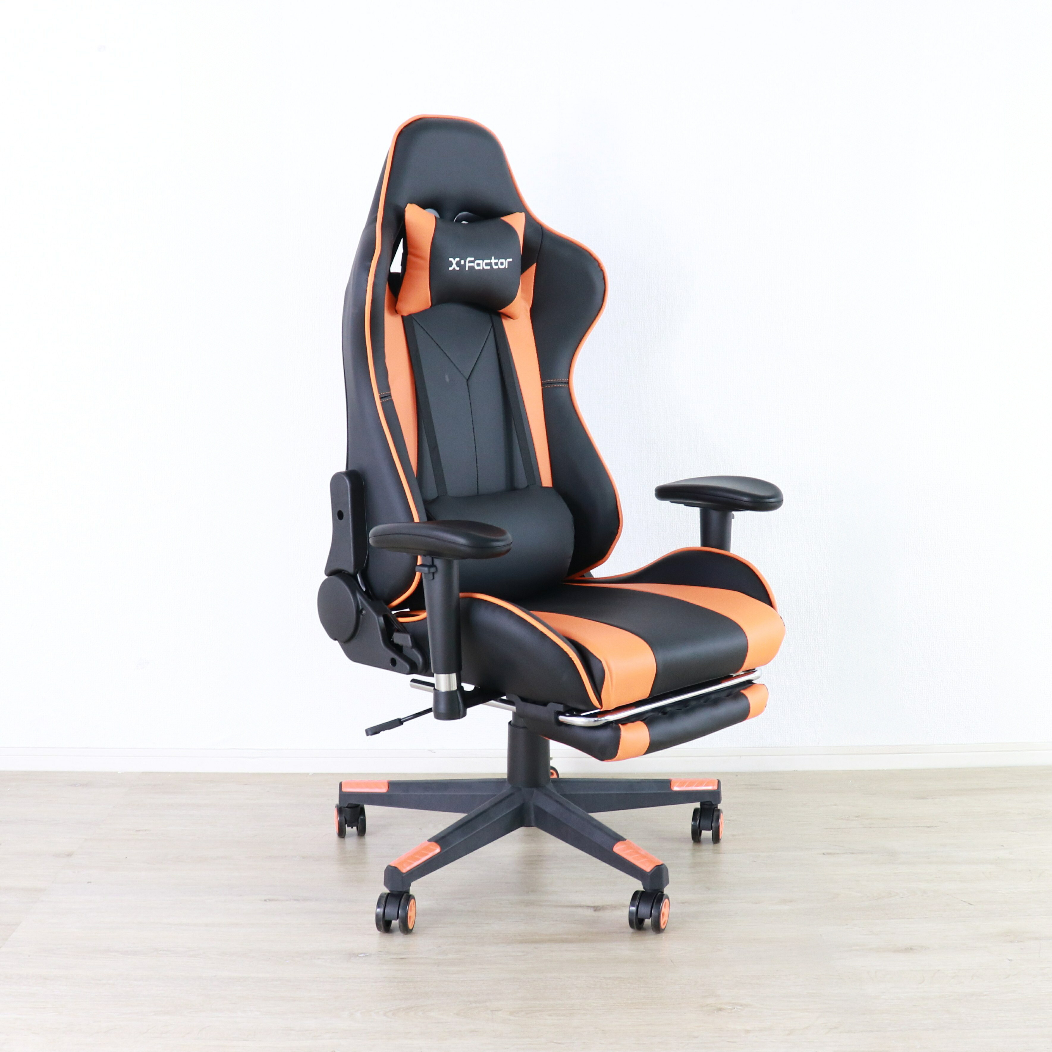 ゲーミングチェア 高さ調節 フットレスト付き グレー・ホワイト・オレンジ W70xD65xH123-133cm座面高44-54cm デスクチェア オフィスチェア パソコンチェア フットレスト グレイ ホワイト オレンジ おしゃれ 新生活