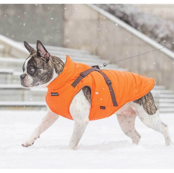 犬服 冬 パピア ハーネス一体型 ジャンパー マウンテニア II 防水 防寒 暖かい PUPPIA 中綿 裏フリース 背中開き 散歩 ドッグウェア 小型犬 中型犬 S M L XL XXL チワワ トイプードル ダックス 柴犬