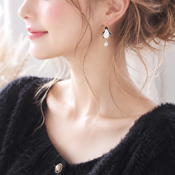 ペンギンドロップピアス/イヤリング【日本製】    