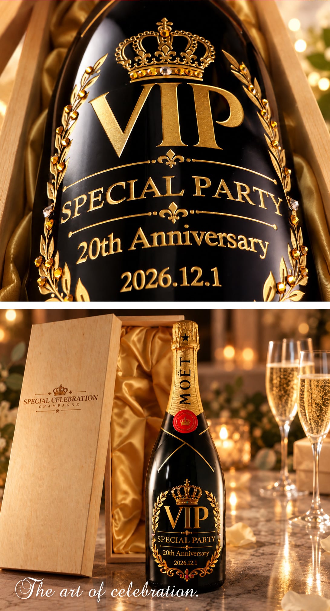 (名入れ シャンパン)モエ・エ・シャンドン マグナム 1500ml モエシャンドン 名入れ 木箱入り スワロフスキー装飾 
