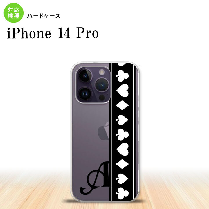 iPhone14 Pro iPhone14 Pro スマホケース 背面ケース ハードケース トランプ 帯 黒 白 +アルファベット 2022年 9月発売 nk-i14p-523i