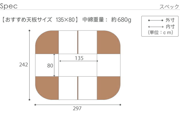 こたつ布団 長方形 省スペース はっ水リバーシブルお手入れラクラクダイニングこたつ布団-モルフダイニング 135x80cmこたつ用(297x242) 撥水 洗える 保温 掛け布団 かけふとん コタツ 炬燵 こたつぶとん シンプル ハイタイプ リモート