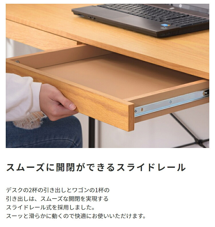 デスクワゴン スチール×木目 ワゴン サイドワゴン キャスターワゴン サイドテーブル ナイトテーブル サイド ソファサイド デスクサイド キャスター付きワゴン ストッパー付きキャスター デスク周り収納 木目調 おしゃれ 北欧 新生活