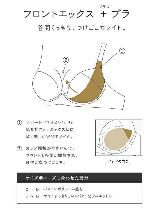 ワコール サルート BTJ743 43G ブラジャー 3/4カップワイヤー (フロントエックスプラスブラ) Cカップ