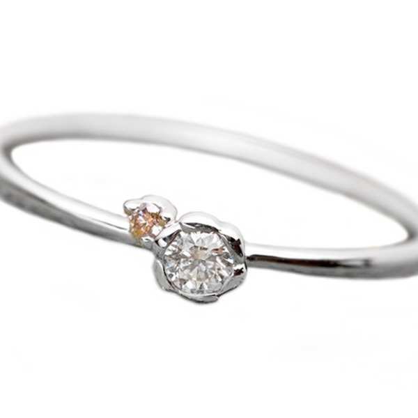 ダイヤモンド リング プラチナ Pt950 合計0.06ct ピンクダイヤ フラワーモチーフ 花 指輪 レディース 12号 鑑別カード付 婚約指輪 結婚記念日 プレゼント