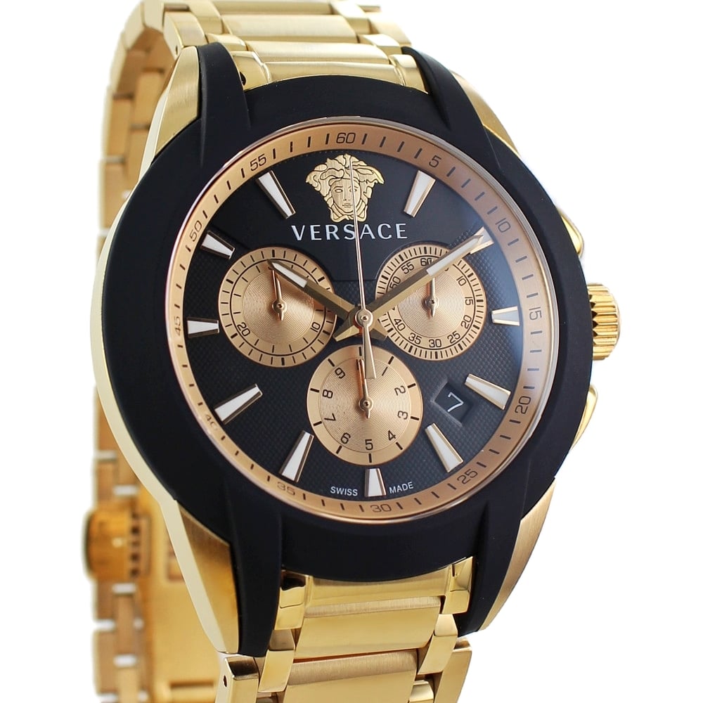 ヴェルサーチェ 腕時計 メンズ ブラック ローズゴールド 42mm VERSACE CHARACTER CHRONO キャラクター クロノ クロノグラフ スイス製 メンズ腕時計 高級 ブランド おしゃれ プレゼント ギフト 卒業 入学 お祝い