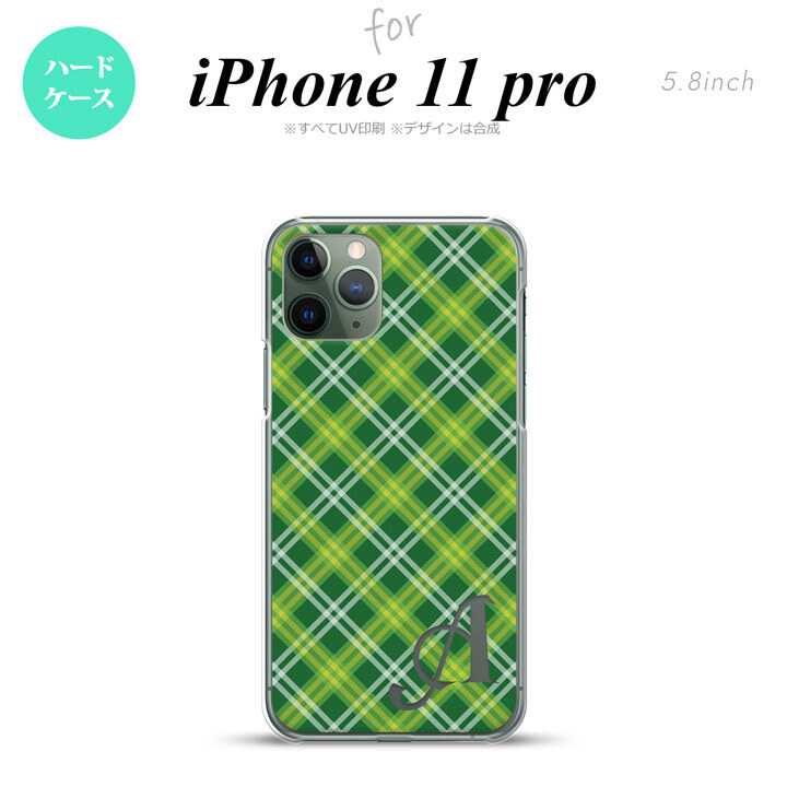 iPhone11Pro iPhone11 Pro スマホケース ハードケース チェック A 緑 +アルファベット メンズ レディース nk-i11p-435i