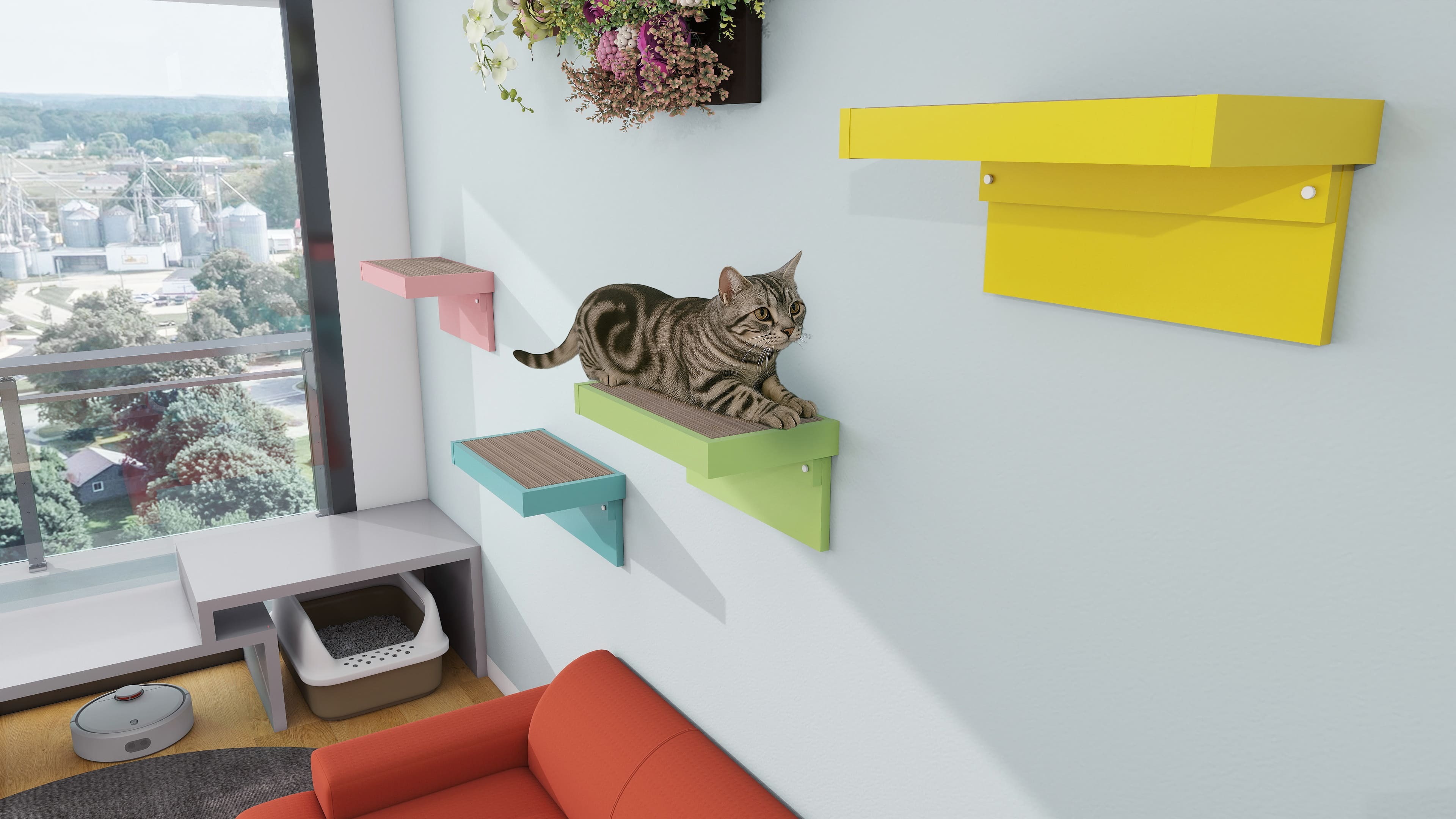 猫用爪とぎ 壁掛け 幅53cm 猫家具 日本製 完成品 arneco Board Nail aino 爪研ぎ キャットステップ 猫用家具 多頭飼い 運動不足対策 木製 ペット家具 猫用品 犬用品 省スペース リビング インテリア おしゃれ 北欧 シンプル