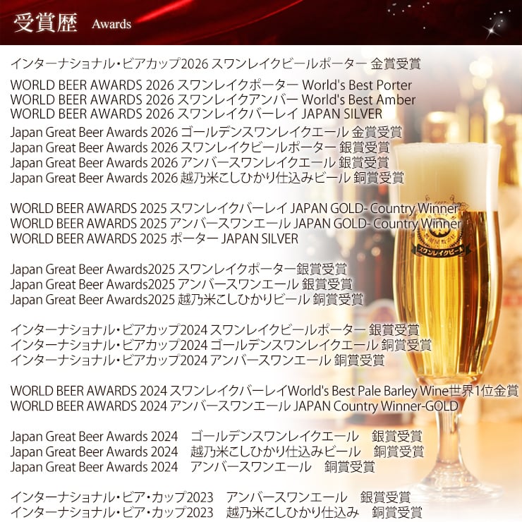ギフト 贈り物 プレゼント 贈答品  ビール クラフトビール 世界一 金賞受賞 3本 瓶 330ml  飲み比べ 金賞受賞 スワンレイクビール 飲み比べ