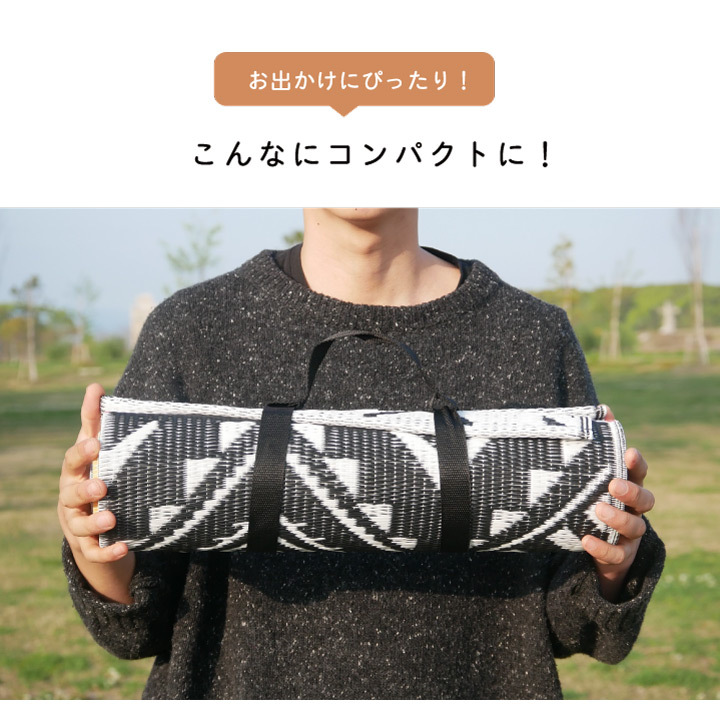日本製 洗える レジャー シート アウトドア お手入れ 持ち運び 便利 簡単 楽 PP ポリプロピレン エスニック カラフル 約87×140cm