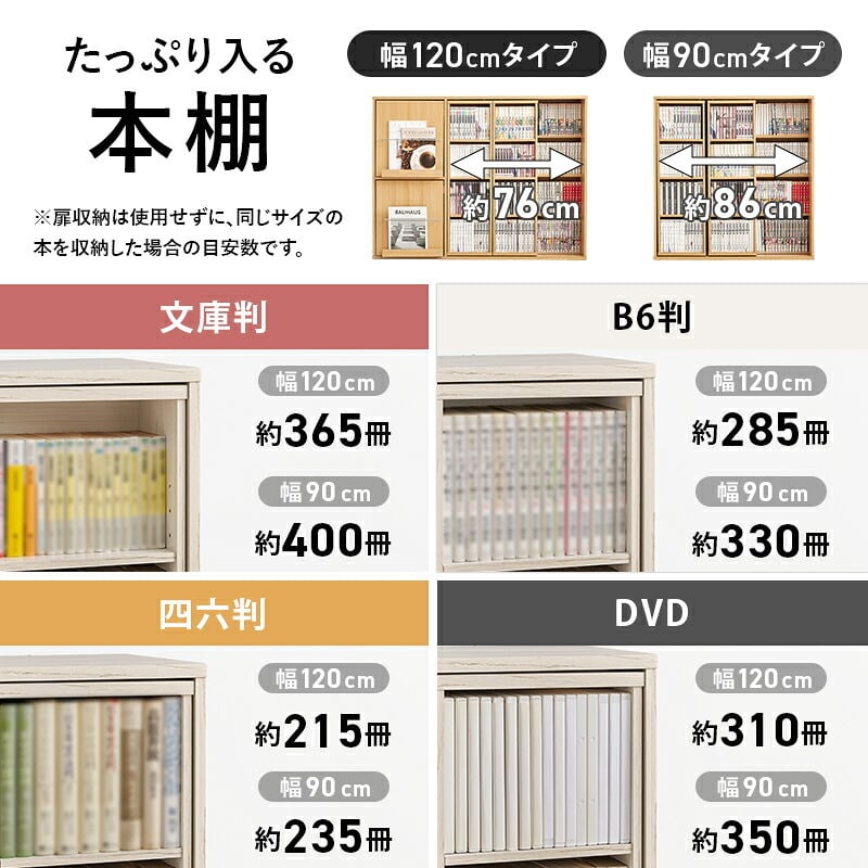 収納家具 ラック スライド棚付きコミック 大容量 幅120cm 奥行33cm コミック約285冊 扉付き収納 壁面収納 書斎 文庫本 DVD CD 書類 雑誌 絵本 漫画 整理 魅せて 隠して すっきり収納 木目調 リビング収納 高さ調節 縦積み 連結
