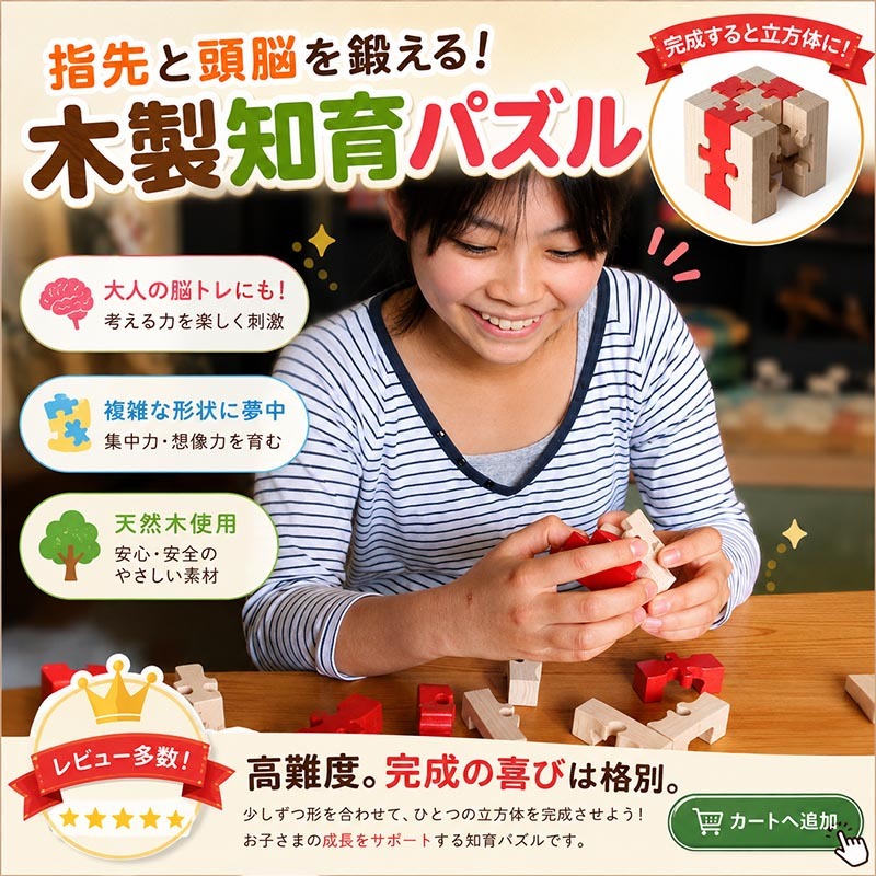 [日本製安心おもちゃ]　猿も手こずるモンキーパズル9ピース　[木のおもちゃ パズル 型はめ 積み木 ブロック 脳トレ おもしろパズル 日本製 知育玩具 1歳 2歳 3歳 4歳 5歳 誕生日ギフト～出産祝い 赤ちゃん おもちゃ 男の子 女の子 国産 バリアフリー リハビリ 誕生祝い 出産内祝い 親子 木育 家族 ]