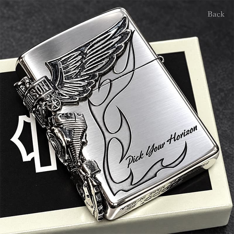 ZIPPO ハーレー ダビッドソン ジッポライター シルバー燻し 大型3面メタル 彫刻 かっこいい 日本限定モデル おしゃれ ウィング メンズ ギフト プレゼント