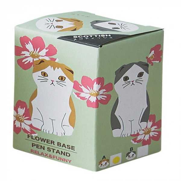 フラワーペンスタンド 仔猫 スコティッシュA 磁器製 置物 インテリア 小物入れ デスク周り 癒し 雑貨 おしゃれ かわいい ギフト プレゼント セトクラフト