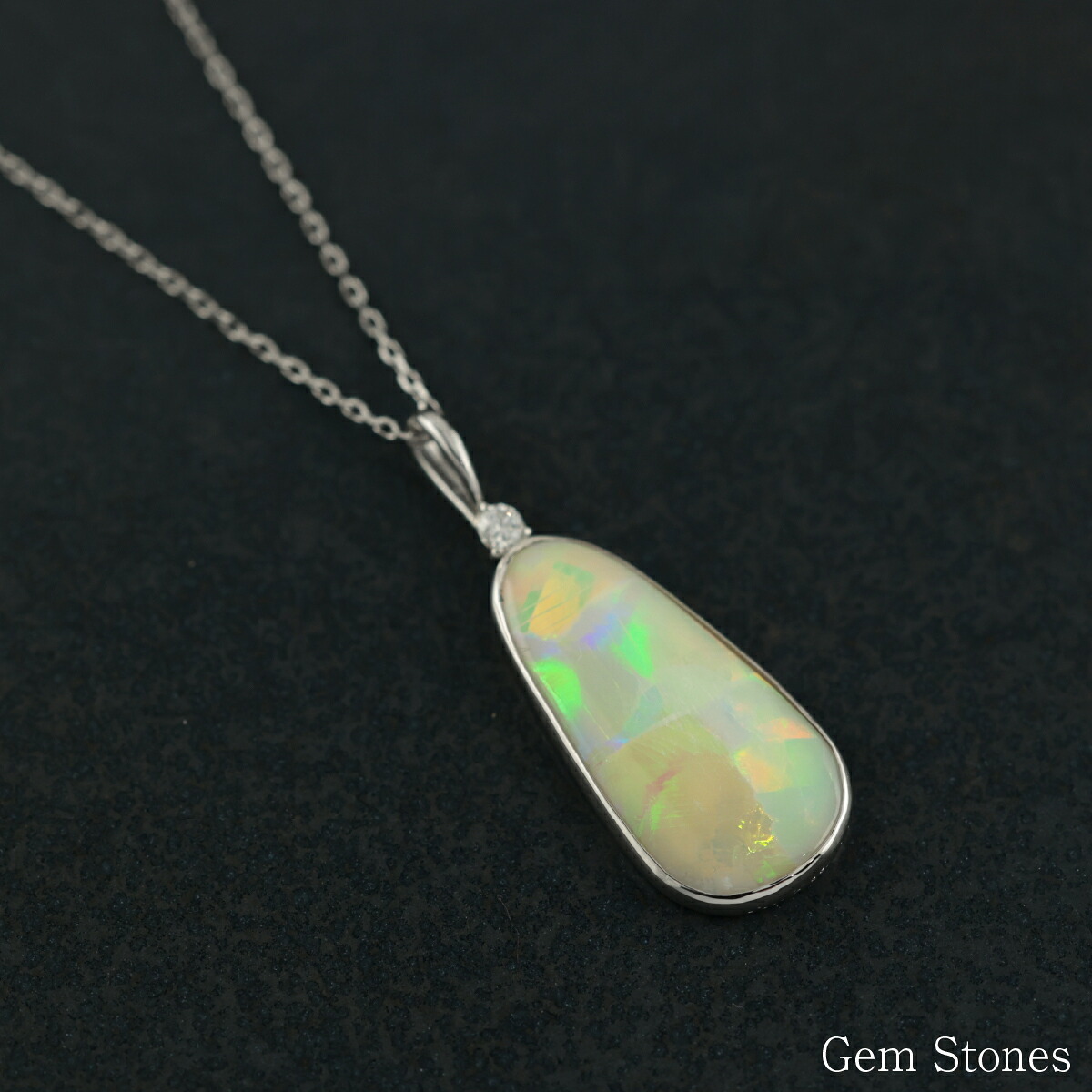 オパール ネックレス 2.344ct ダイヤモンド プラチナ Pt900 ペンダント シンプル エレガント 上品 レディース 宝石 ダイヤ 一粒 一石 ジュエリー 10月 誕生石 プレゼント