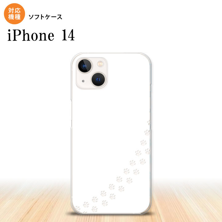 iPhone14 iPhone14 スマホケース 背面ケースソフトケース 猫 足跡 白 クリア 2022年 9月発売 nk-i14-tp423