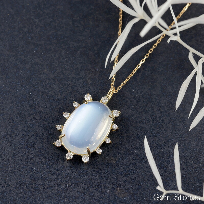 高品質 ムーンストーン 5.225ct ゴールド K18 ネックレス レディース ペンダント ブルー シンプル 一石 一つ石 ナチュラル 誕生石 6月 誕生日 記念日 プレゼント