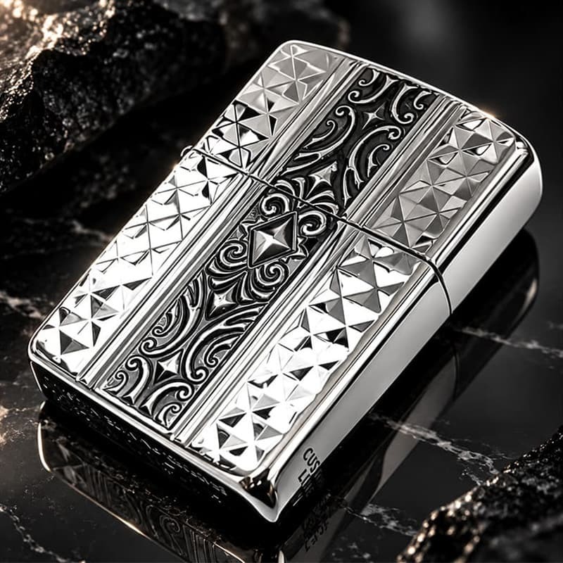 ZIPPO アーマー カスタムライン ジッポ ライター 両面加工 細密彫刻 中世模様 銀 いぶし仕上げ シルバー かっこいい 重厚 高級 おしゃれ メンズ ギフト プレゼント