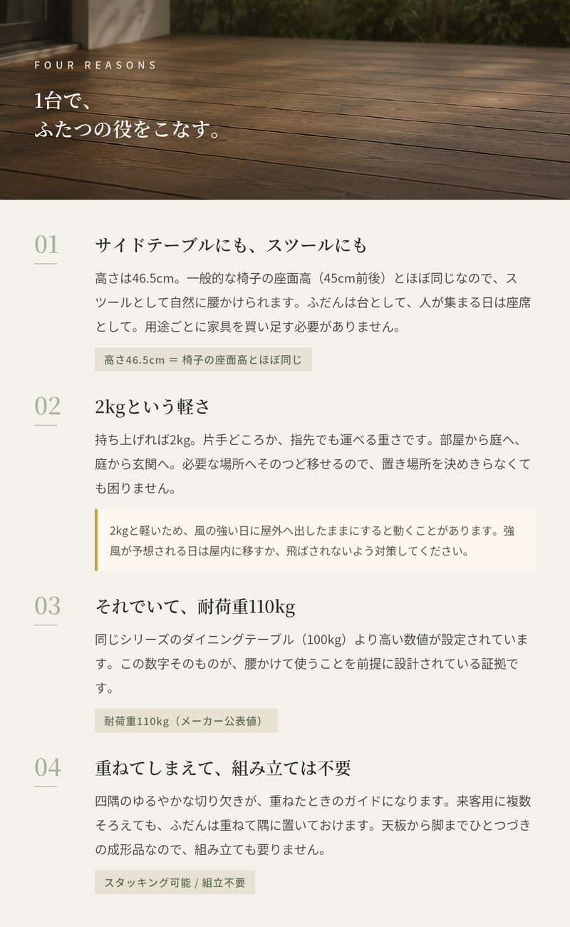 サイドテーブル おしゃれ スツール ガーデンテーブル 単品 屋外 FERNE フェルネ ロッティ 軽量2kg 正方形 スタッキング 屋内屋外兼用 ポーランド製 樹脂 補助椅子 玄関 カフェ テラス ベランダ 庭 店舗 業務用 雨ざらし KOL-FX13