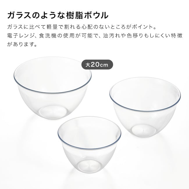 suiro スイロ レンジ対応 深型 ボウル 大 20cm 2.45L[ボウル 耐熱ボウル プラスチック 電子レンジ 調理ボウル 食洗機 日本製 ボール キッチン用品 レンジ 軽量 下ごしらえ 調理用品 耐熱ボール 電子レンジ対応 調理器具 透明 レンジ調理]